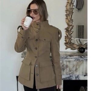 ZARA khaki JACKET with shoulder tabs and POCKET